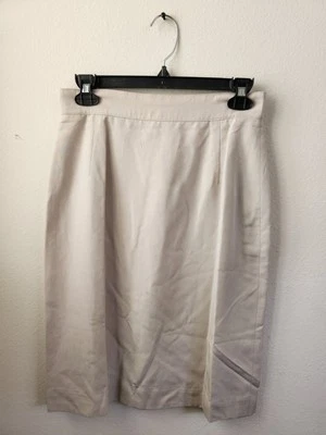 Винтажная шелковая юбка Louis Feraud женская прямая карандаш белый цвет хаки размер 12 - Изображение 1 из 4