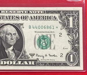 1963A STAR NOTE $1 DOLLAR BILL ( NEW YORK B ) UNCIRCULATED - Picture 1 of 3
