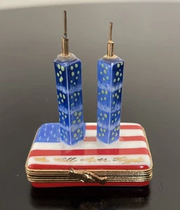 Limoges Peint Main Twin Towers 9/11 Remembrance USA Flagge neuwertig - Bild 1 von 5