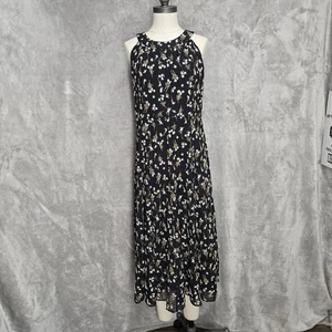 Tommy Hilfiger Embroidered Midi Dress Sleeveless Black White Flower No Size Tag - Picture 1 of 9