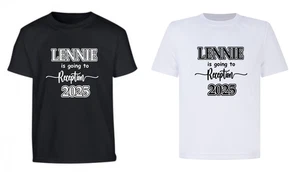 Toddler Children's Kids Personalised going to Reception T-Shirt 2025 Black/white - Picture 1 of 12