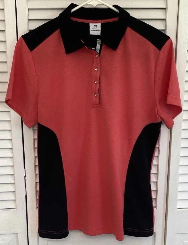 Camisa Polo Dailey Sports Talla Lg Para Mujer Negra Coral Golf Pelota Tenis Foto 1 de 4