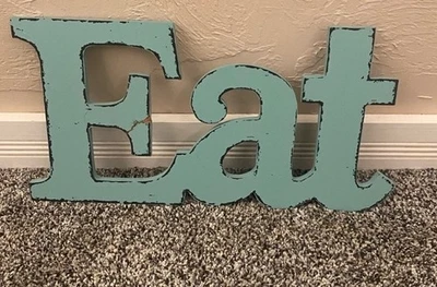 NWT Hobby lobby rustic Turquoise Large “eat” Sign - Image 1 of 2
