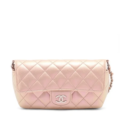 Chanel Matelasse Lambskin Glasses Case Chain Pink Silver Metal Fittings 31st - Image 1 of 4
