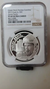 2017 Cook Islands Daniel Sedin Upper Deck .9999 coin NGC Proof PR69 NHL Hockey - Picture 1 of 5