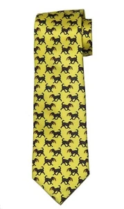 Southern Proper Silk tie Yellow Brown Dog and Duck Men's Long - Picture 1 of 1