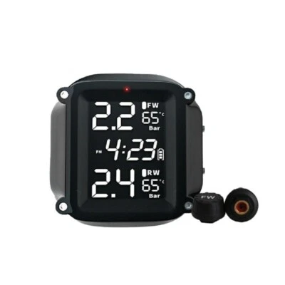 Sistema de Monitor de Presión TPMS Portátil para Motocicleta Inalámbrico 2 Sensores Pantalla de Tiempo Foto 1 de 4