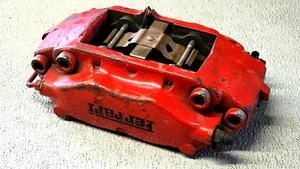 SINGLE FERRARI BREMBO BRAKE CALIPER used OEM complete RED 4 PISTONS - Picture 1 of 5