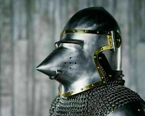 Bascinet houndskull medieval helmet 14th Century 14 gauge steel knight helmet - Picture 1 of 4