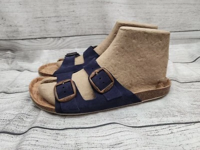 Yokono Cork and Leather Double Buckles Dark Purpal  Strap Sandals Size 9.5  - Photo 1/4