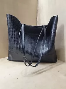 BANANA REPUBLIC Blue TOTE BAG Large SHOPPER LEATHER HObo Wallet + Extras - Picture 1 of 18