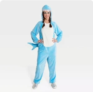 Brand New w tags Adult Blue Shark Halloween Costume Jumpsuit - Hyde & EEK!... - Picture 1 of 5