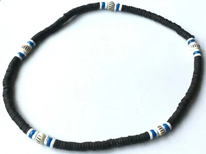 Surfer Necklace Man Real Wooden New Beaded Color Blue Choker Free Shipping - Picture 1 of 6