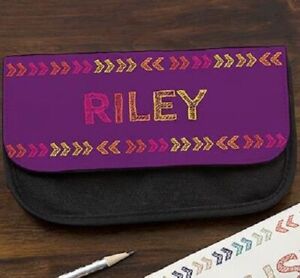 Custom Your Name Large Zip Fabric Pencil Case -Make Up Organizer School Office