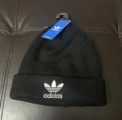 NWT Adidas Originals Trefoil Beanie One Size Fits Most Black Which Logo H4Y - Image 1 of 4
