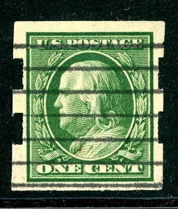 USA 1908 Franklin 1¢ Green Schermack Type III Perfs DL Wmk Sc# 343 VFU N106 - Picture 1 of 6
