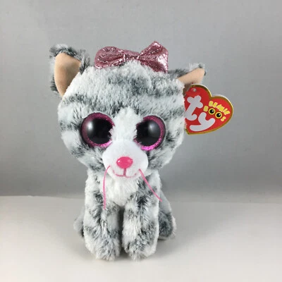 TY Beanie Boos - KIKI the Grey Cat (6 Inch) Plush Stuffed Animal Toy NEW MWMTs - Image 1 of 4
