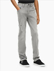 Calvin Klein Boys' Skinny Fit Distressed Stretch Jeans,5-Pocket,Gray Stone, 16