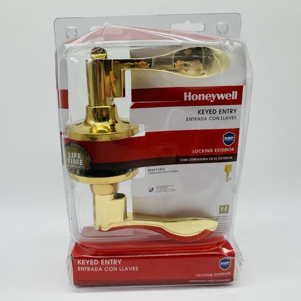 Manija de puerta exterior con cerradura de entrada con llave Honeywell nueva  Foto 1 de 4