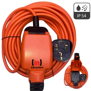 Weatherproof Mains Outdoor Garden Extension Lead IP54 Orange 1 Socket 13A plug - Picture 1 of 8