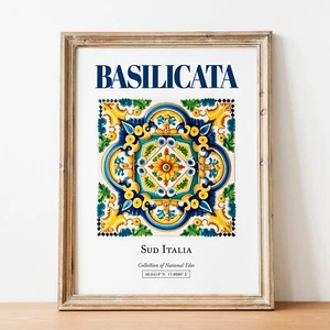 Basilicata Tile Print | Italian Decorative Folk Tile Pattern Wall Art - Picture 1 of 9