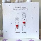 Personalised Reindeer Christmas card with LEGO  for Mummy from up to 4 children