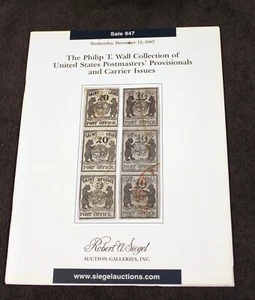 Siegel Stamp Auction Catalog #947 Wall Postmaster Provisionals Carriers Issues - Picture 1 of 3