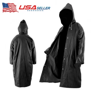 Waterproof Raincoat Jacket Mens Womens Long Hooded Rainwear EVA Rain Coat - Picture 1 of 11