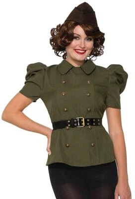 军队衬衫带腰带 40 年代复古二战花式礼服万圣节成人服装配件 — 第 1/2 张图片