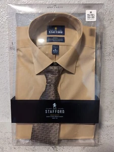  Father's Day Gift, Stafford Men's, Golden Brown Long Sleeve Dress Shirt Tie Set - Picture 1 of 2