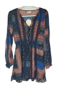 Altar'd State Dress Navy / Multicolored Boho Quilt Pattern - Women's Size M - Picture 1 of 7