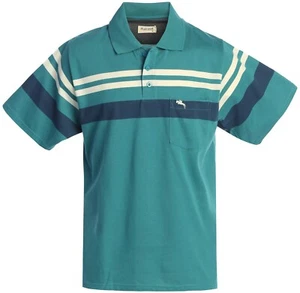 Platoon Mens Regular Fit Striped Polo Shirt with Pocket - E383 Green - Picture 1 of 1