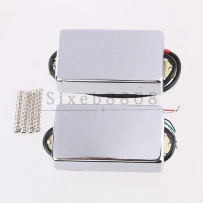 2x Chrome Sealed Double Coil Humbucker Pickups Neck / Bridge for LP DLP - Image 1 of 4