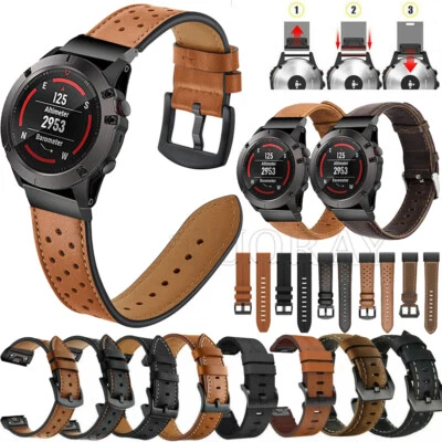 Quick Fit Echtes Leder Armband für Garmin Fenix 7 7X 6 6X Pro 5 5X Plus 3/3 HR - Bild 1 von 4
