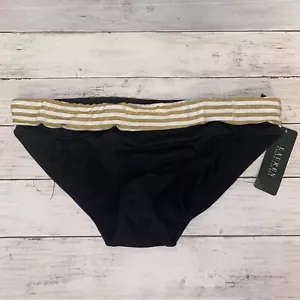 Ralph Lauren Bikinihose Damen 16 schwarz gold weiß Streifen Band Schwimmen NEU XL - Bild 1 von 8