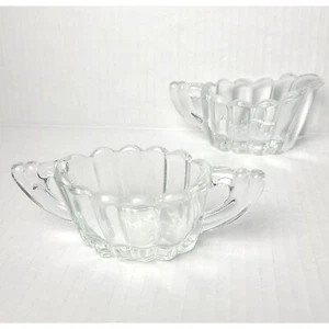 Juego de crema y azúcar acanalados de cristal transparente Heisey de colección - Imagen 1 de 9