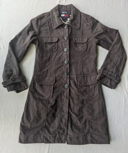Tommy Hilfiger Girl's Belted Trench Coat Jacket Size Medium Black Zebra Y2K - Picture 1 of 6