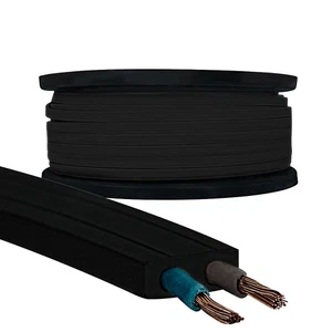 Cable de cinta plana Illu de 100 m H05RNH2-F 2x1,5 mm cadena de luces fiesta cable plano negro - Imagen 1 de 5