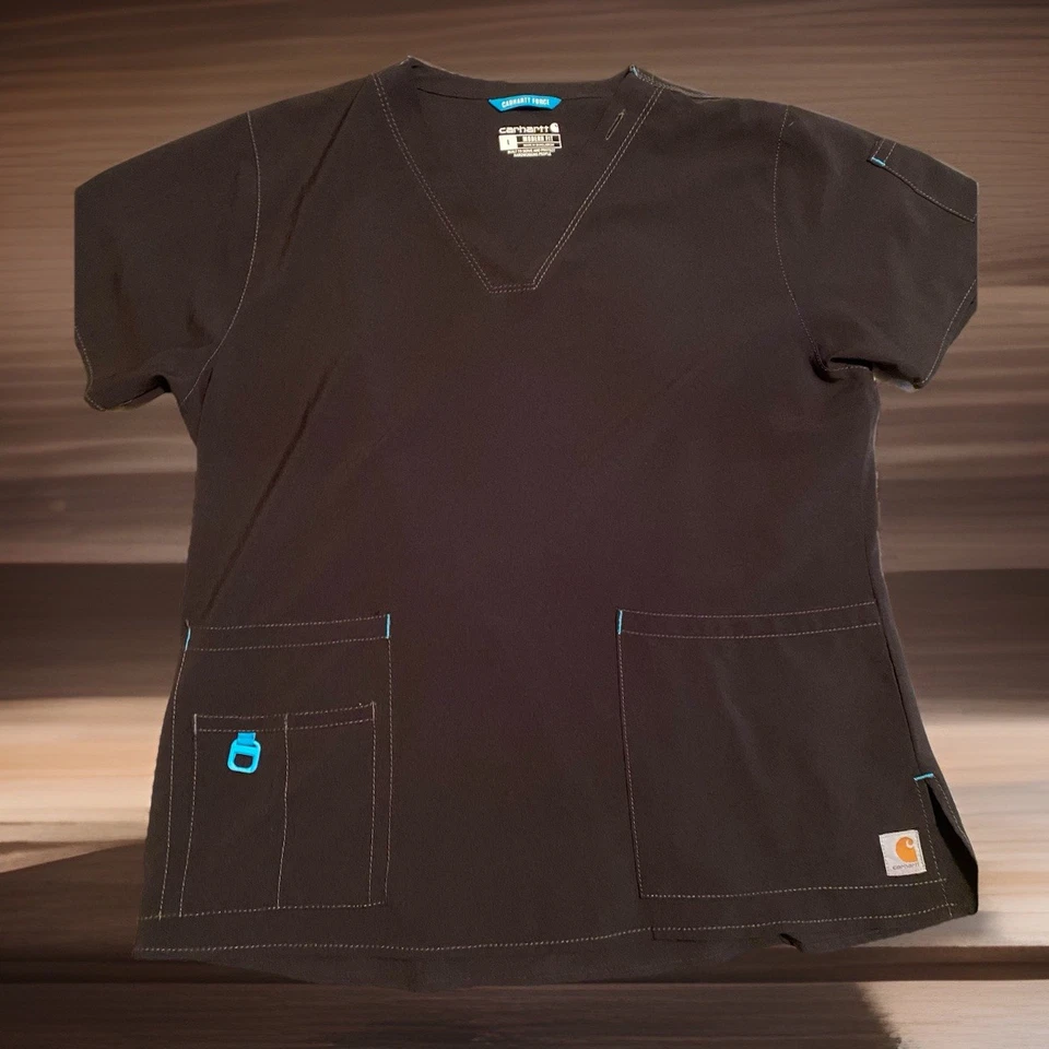 Blusa Médica Cathartt para Mujer Talla Grande con Bolsillos Azul Manga Corta Foto 1 de 4