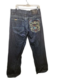 Vintage Avirex Cassics Men Jeans 36x32 Blue Denim Embroidered - Picture 1 of 15