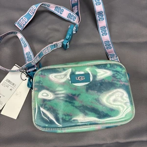 UGG JANEY II BORSA FOTOCAMERA A TRACOLLA IN PELLICCIA SINTETICA COLOR VERDE ACQUA TRASPARENTE - Foto 1 di 8