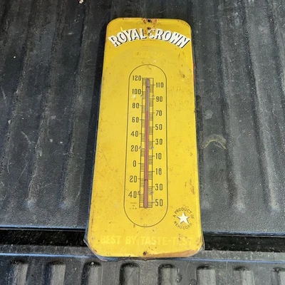 VTG ORIGINAL 1940'S DRINK RC ROYAL CROWN COLA THERMOMETER SIGN 25" X 10 NEHI Red - Image 1 of 4