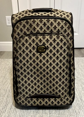 Maleta de colección Oleg Cassini beige flor de lis ruedas rodantes expandible 21" Foto 1 de 4