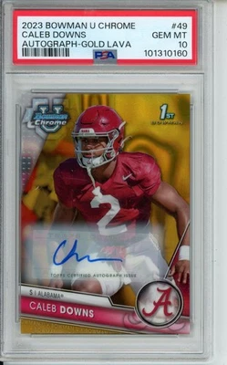 2023 Bowman University Chrome Caleb Downs Auto Gold Lava /50 PSA 10 - Image 1 of 2