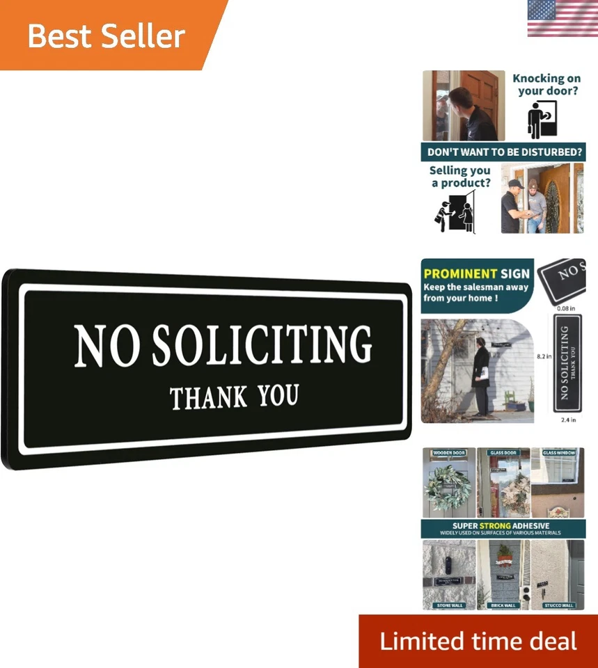 Premium No Soliciting Thank You Sign for House/office Self Adhesive Modern Door