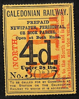 GB Scotland CALEDONIAN RAILWAY (NORTH) Newspaper/Book Parcel Stamp 4d Mint VS41 - Image 1 of 4