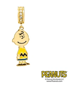 Peanuts Charlie Brown offizieller massiver Gelbgold 17K Halskette niedlicher Anhänger Charm - Bild 1 von 4