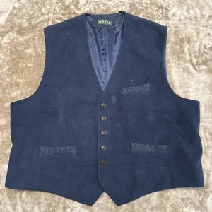 ORVIS Waistcoat Vest Mens 2XL XXL Green Herringbone Pure Wool 6-Button Fishing - Picture 1 of 16