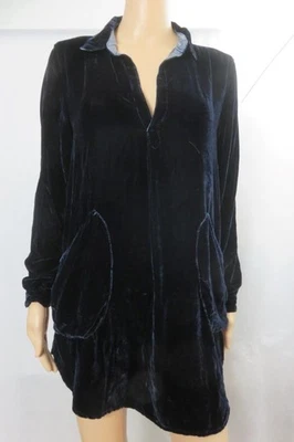 Free People Tunic Top Pull Over Blue Velour V-Neck Pockets SZ XS NWT $218 - Image 1 of 4