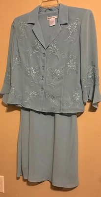 Precioso traje de gasa verde claro verde menta talla 12 Plaza South vintage Foto 1 de 4